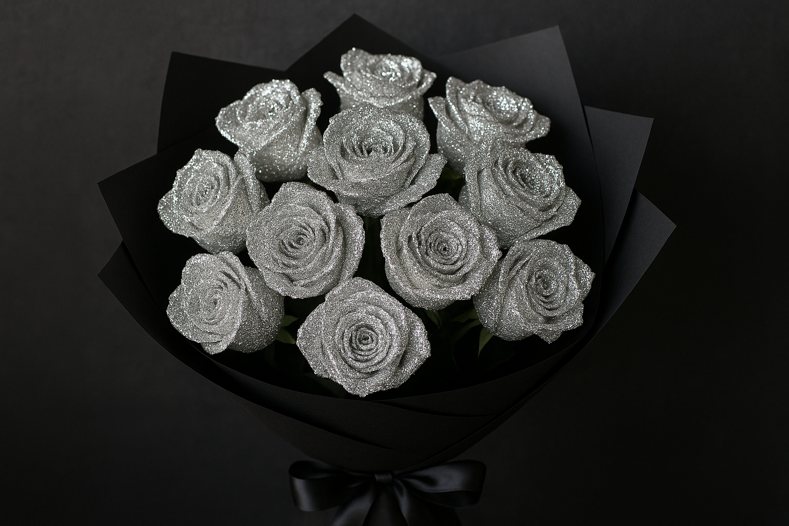lets make the rose white and lets add more silver glitter