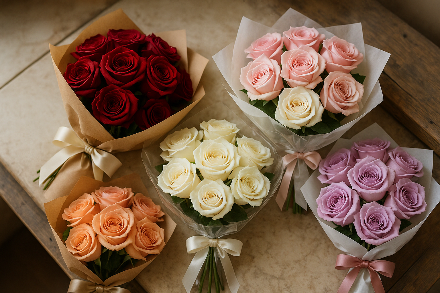 what if we made a photo with a lot of rose bouquets together and make it look aesthetically pleasing and realistic 